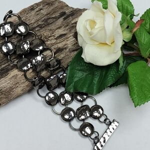 Elegant Gunmetal Toned Magnetic Cuff Bracelet